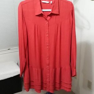 Gauze tiered blouse Rust Color